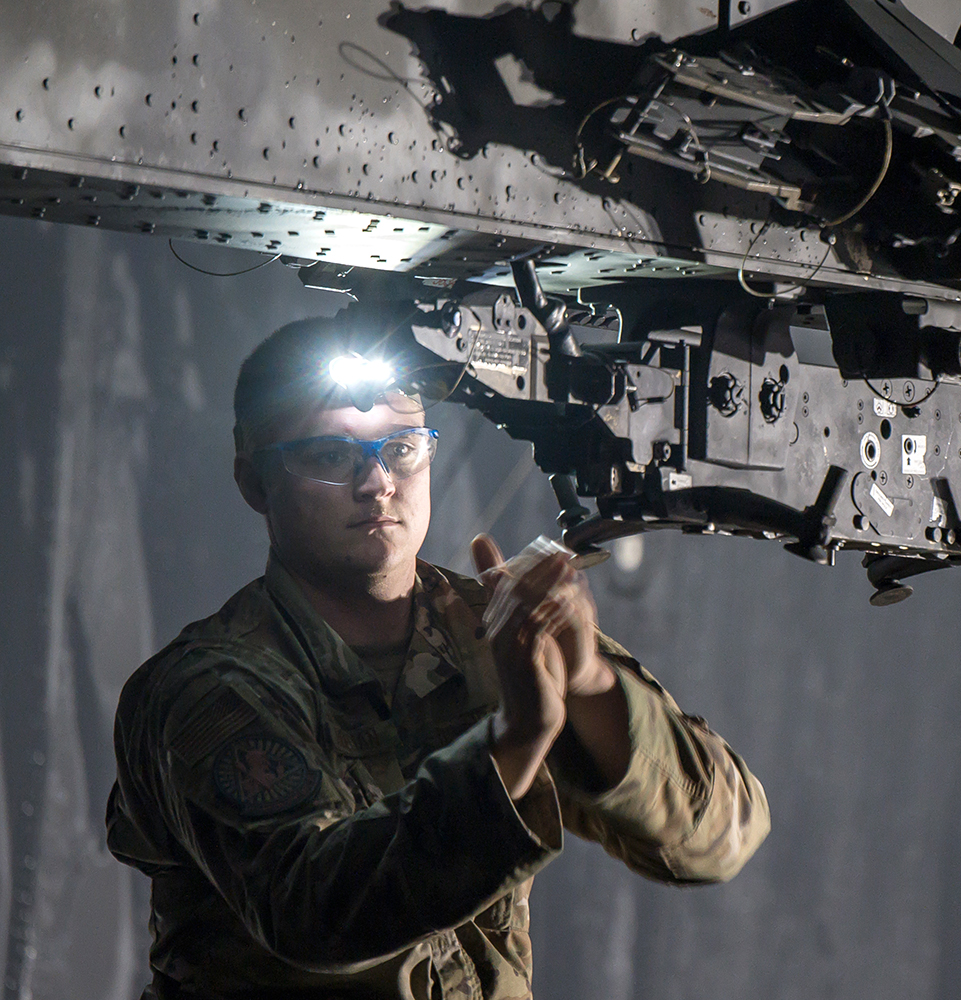 Air Force Global Strike maintainer works on bomber at Barksdale
